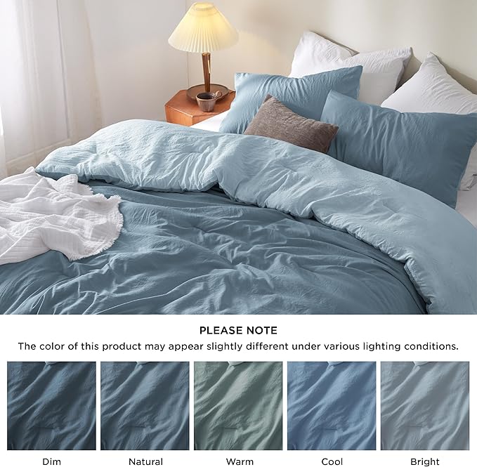 Bedsure California King Comforter Set, Mineral Blue Soft Prewashed Bedding for All Seasons, 3 Pieces GentleSoft™ Bed Set, 1 Lightweight Comforter (104"x96") and 2 Pillowcases (20"x36")