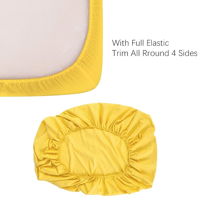 NTBAY 2 Pack 100% Brushed Microfiber Fitted Crib Sheet, Super Soft and Cozy 28x52 Crib Sheet for Standard Crib and Toddler Mattresses, Boys, Girls, Unisex, Yellow, 28x52 Inches