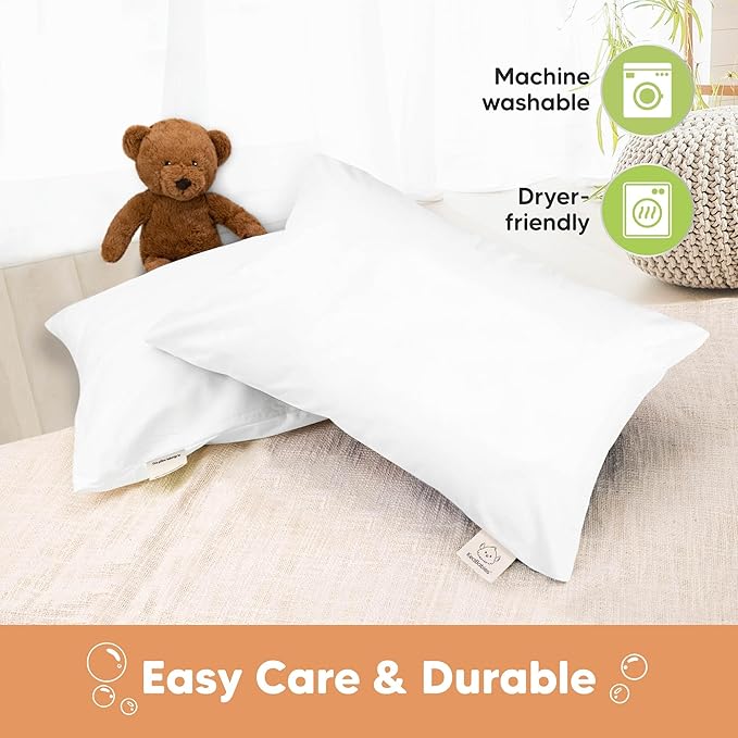 KeaBabies Toddler Pillowcase 14x20 - Organic Cotton Jumbo Toddler Pillowcase for Kids,Boys,Girls,Soft & Durable Cotton Cover for Miniature Sleepy Pillows,Cute Colors,Pillow Sold Separately(Soft White)