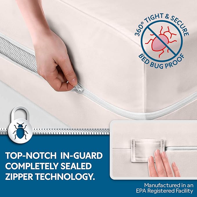 Guardmax Jersey Knitted Cot Size Zippered Mattress Encasement - Waterproof & Bed Bug Proof Mattress Protector - Comfortable, Soft, and Noiseless Zippered Bedding - Dust Mite Proof (33 x 75 x 10)