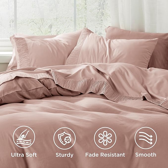 Bedsure Twin Sheets Set - 3 Pieces Soft Twin Bed Sheets - Breathable & Cooling - Hotel Luxury - Easy Care Polyester Microfiber Bedding for Women, Men, Dusty Pink