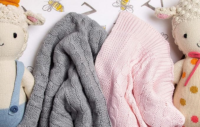 Burts Bees Baby Infant Blanket, Cable Knit, Made with 100% Soft Breathable Organic Cotton, Nursing Blankets, Machine Wash Baby Newborn Essentials, Size 30 x 40 Inch