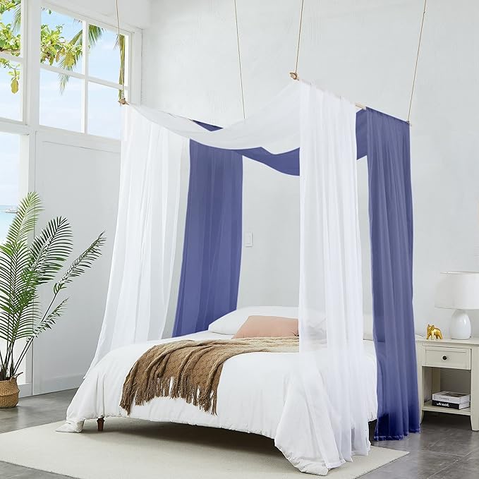 Warm Home Designs Navy Blue Bed Canopy Curtains in 55 x 144 Inch Size. Our Twin Canopy Bed Curtains Work Great as Kids Canopy, Bed Scarf, Bed Curtain or to Enhance Bed Decor. BC Navy 144"