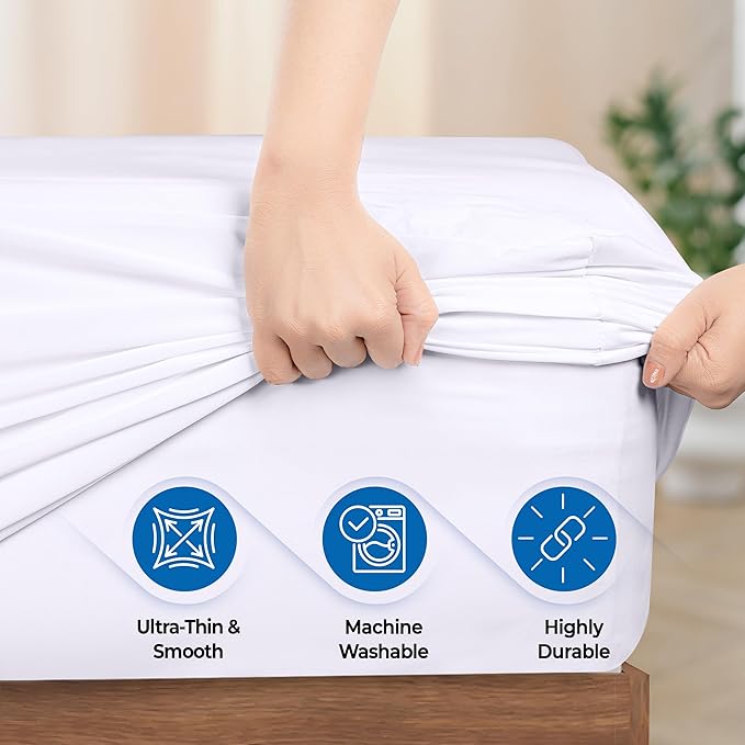 Utopia Bedding Waterproof 5-Sided Mattress Protector Queen Size, Premium Breathable Mattress Cover, Fitted Style with Stretchable Pockets (White - Pack of 2)