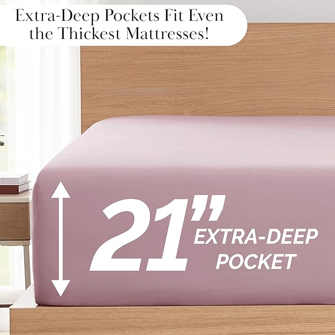 Southshore Fine Living, Inc. Twin Bed Sheets 3-Piece Set | 21" Extra Deep Pocket Sheets with 1 Pillowcase | Hotel Luxury Quality | Easy Care, Shrinkage Free Bedsheet | Microfiber Bedsheets | Lavender