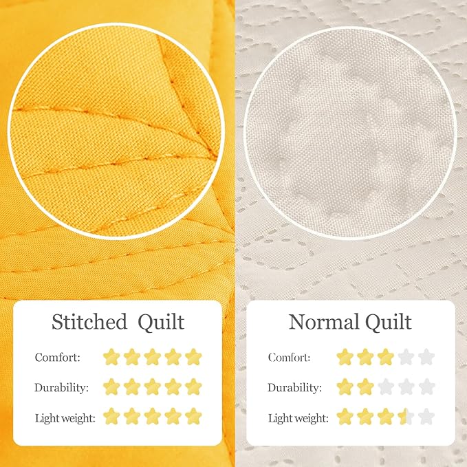 Exclusivo Mezcla King Quilt Set, 3 Pieces Lightweight Quilts King Size with Geometric Ellipse Pattern, Soft Quilted Bedspreads Yellow Coverlets Bedding Set for All Seasons