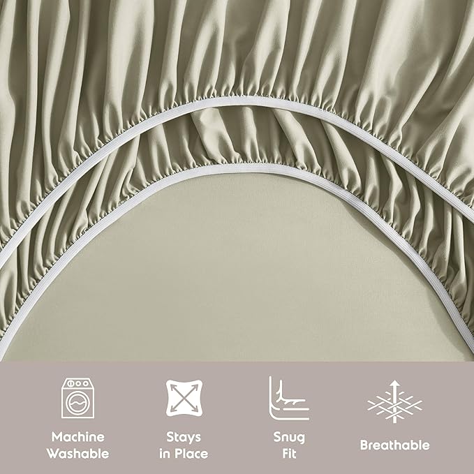 Nestl Full Sheet Set - Luxury 1800 Ultra-Soft Microfiber Full Bed Sheets - Double Brushed - Deep Pockets - Easy Fit - 4 Piece Set - Bedding Sheets & Pillowcases (Full, Light Green)