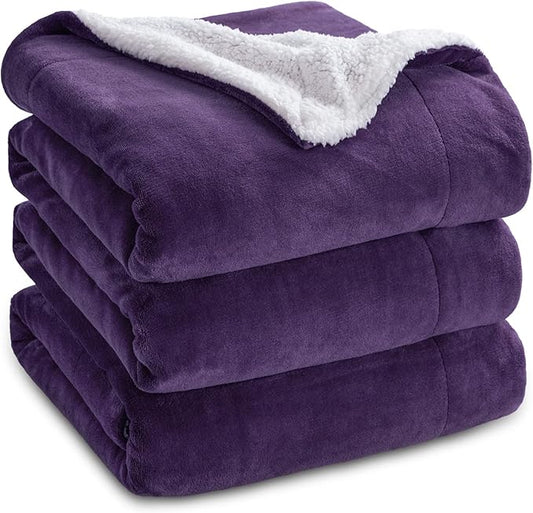 Bedsure GentleSoft Sherpa Fleece Blankets King Size for Bed, Non-Heated, Thick and Warm Throw Gifts for Women and Girls, Soft Fuzzy Plush King Christmas Blanket for Winter, Purple, 108x90 Inches