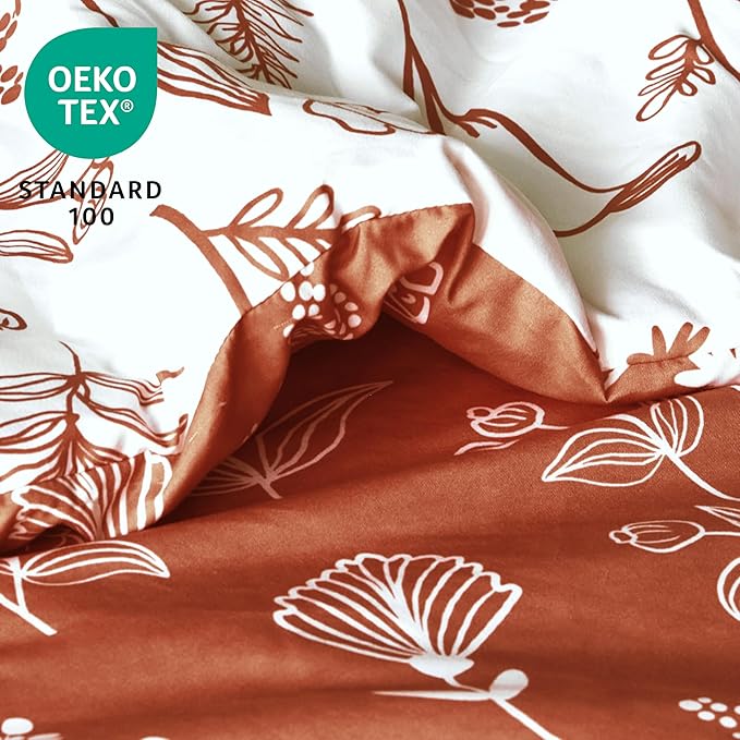 Joiedomi Full Size Comforter Set Terracotta, 3 Pieces Floral Full Bedding Set with 1 Soft Reversible Botanical Comforter and 2 Pillow Shams, Bed in a Bag for All Seasons