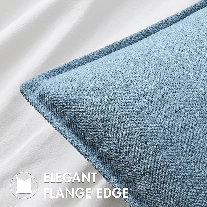 MIULEE Pack of 2 Light Blue Decorative Pillow Covers 22x22 Inch Soft Chenille Luxurious Couch Throw Pillows Farmhouse Cushion Covers Euro Shams Elegant Design for Sofa Bed Living Room Spring Decor