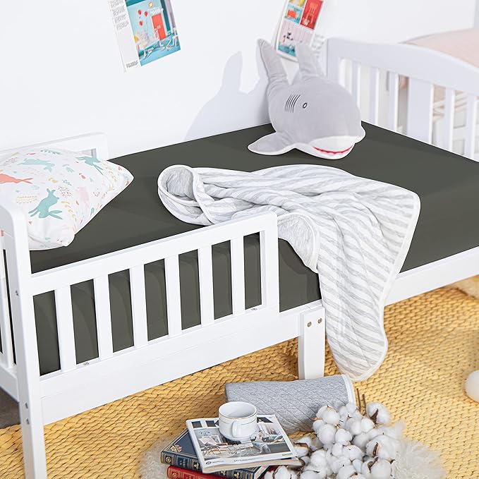 NTBAY 2 Pack 100% Brushed Microfiber Fitted Crib Sheet, Super Soft and Cozy 28x52 Crib Sheet for Standard Crib and Toddler Mattresses, Boys, Girls, Unisex, Dark Grey, 28x52 Inches