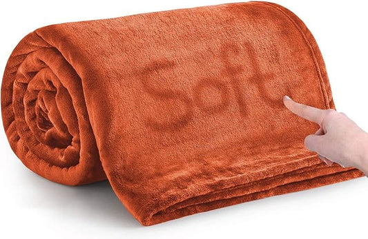 MOONLIGHT20015 Fleece Blanket - Super Soft Fuzzy Rust Throw Blanket for Couch and Sofa - Lightweight Luxury 400 GSM Microfiber Fluffy Bed Blankets and Throws, 50 x 60 Inches (Throw/Travel)