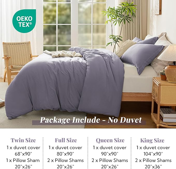 MILDLY Super Soft Duvet Cover 2pcs - 100% Washed Microfiber Comforter Cover Set with Zipper Closure & Corner Ties (No Comforter)