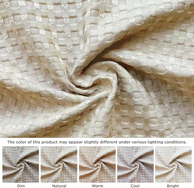 MIYE Pleated Waffle Weave Bed Skirt, Tailored Dust Ruffle 18 Inch Drop Easy Fit, Machine Washable,No Split Corners (Beige, King - 18" Drop)