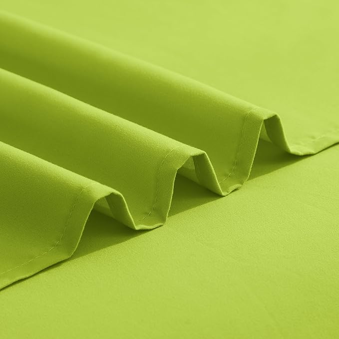 Elegant Comfort Luxurious 1500 Premium Hotel Quality Microfiber Three Line Embroidered Softest 4-Piece Bed Sheet Set, Wrinkle and Fade Resistant, Queen, Lime