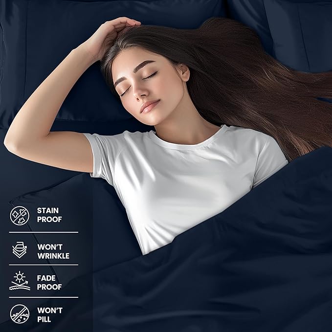 Utopia Bedding Twin Sheet Set – 3 Piece Bed Sheets for Twin Size Bed, Soft and Breathable Microfiber, Includes 1 Fitted Sheet, 1 Flat Sheet and 1 Pillowcase (Navy Blue)
