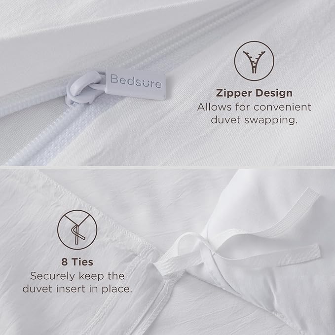 Bedsure White Oversized King Duvet Cover - 3 Pieces Prewashed Cotton-Like Extra Soft Bedding Set, Includes 1 Duvet Cover 120x98 Inches with Zipper Closure & 2 Pillow Shams, Comforter Not Included