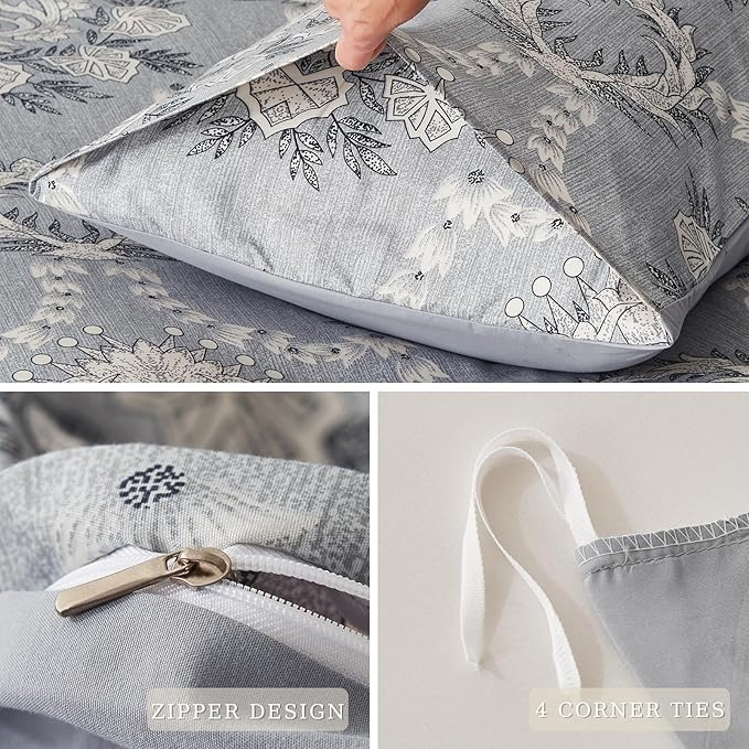 Blue Paisley Duvet Cover Set Twin Size Bedding Comforter Cover Quilt Set Floral Bedding Reversible Duvet Covers Soft Microfiber Bedspread Twin Bed Set Modern Bed Set Essentials Cozy Bedroom Decor
