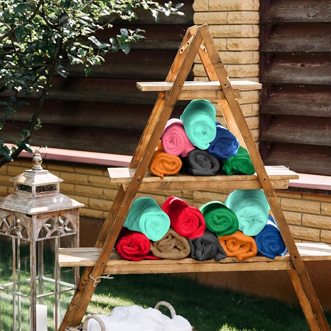 Kinlop 40 Packs Fleece Blanket Bulk 60 x 50 Inch Soft Lightweight Fleece Cozy Blanket Warm Throw Plush Pet Throw for Bed Couch Sofa Home Office Wedding Gifts Travel Camping(Novel Color,40 Packs)