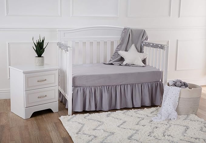 American Baby Company Heavenly Soft Chenille Fitted Crib Sheet 28" x 52", Warm and Cozy Neutral Chenille Sheet, Steel Gray, for Boys and Girls, Fits Crib and Toddler Bed mattresses