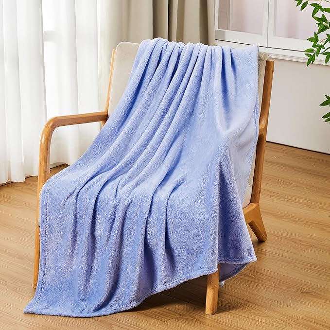 Tinideya 12 Pcs Flannel Fleece Throw Blanket Bulk 50 x 60 Inch Soft Fleece Blanket Warm Throw Blankets Coral Blankets for Couch Sofa Home Wedding Gifts Season (Blue Purple)