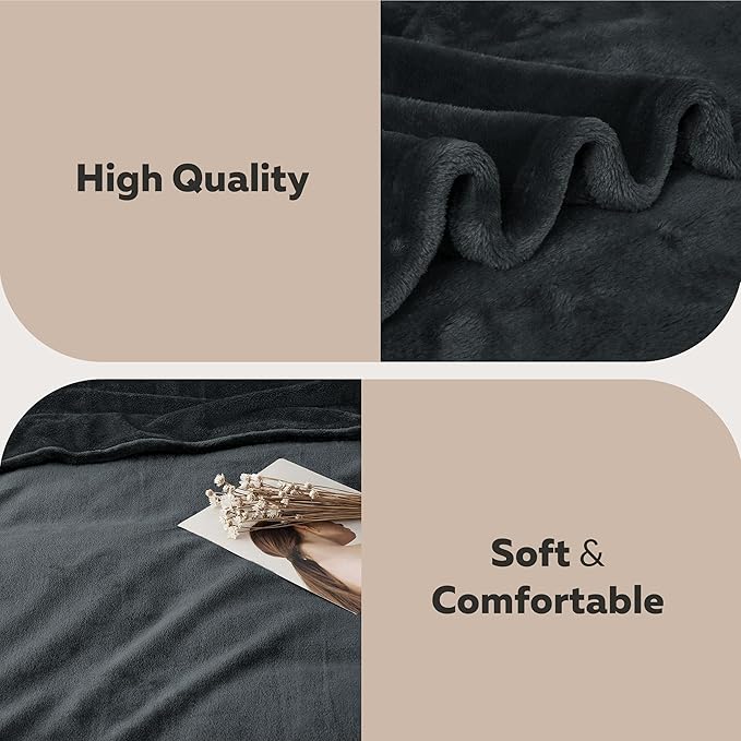 MOONLIGHT20015 Fleece Blankets Queen Size 90x90 Inches- 2 Pack - Super Soft Fluffy Throw Blanket for Sofa and Bed - Warm and Cozy Lightweight 400 GSM Microfiber Bed Throws Blankets (Queen, Black)