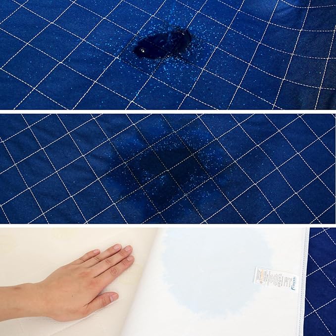 Bed Pads Washable Waterproof 2 Pack for Incontinence, Large 34 x 36 inch Absorbent Underpads, Reusable Pee Pads for Kids, Adults, Pets, Navy