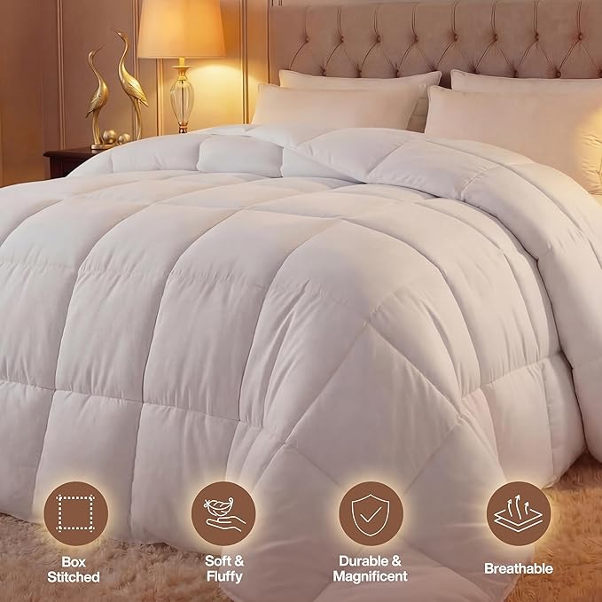 Utopia Bedding Comforter Duvet Insert, Quilted Comforter with Corner Tabs, Box Stitched Down Alternative Comforters Twin Size (White)