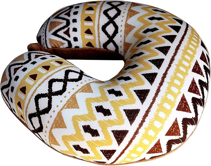 Bookishbunny U Shaped Micro Beads Microbead Neck Head Support Travel Pillow, 12"x12"x4" (WaveBrown)