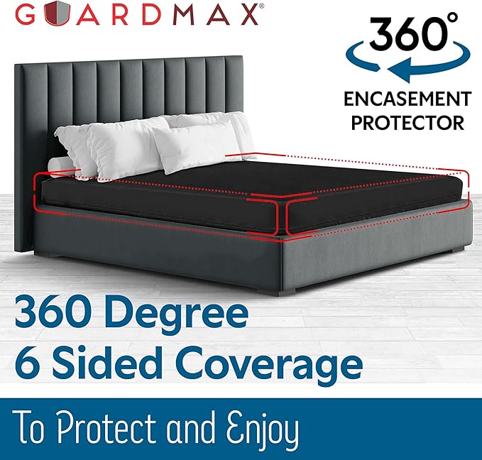 Guardmax Jersey Knitted Full XL Zippered Mattress Encasement - Waterproof & Bed Bug Proof Mattress Protector - Comfortable, Soft, and Noiseless Zippered Bedding - Dust Mite P0roof (54 x 80 x 12)