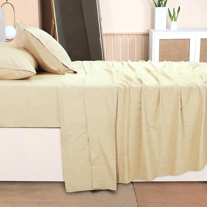 Utopia Bedding Full Sheet Set – 4 Piece Bed Sheets for Cal King Size Bed, Soft and Breathable Microfiber, Includes 1 Fitted Sheet, 1 Flat Sheet and 2 Pillowcases (Heather Beige)