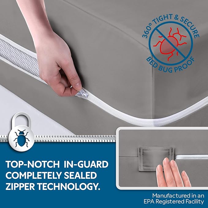 Guardmax Jersey Knitted Full Zippered Mattress Encasement - Waterproof & Bed Bug Proof Mattress Protector - Comfortable, Soft, and Noiseless Zippered Bedding - Dust Mite Proof (54 x 75 x 12)