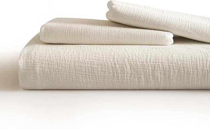SE SOFTEXLY Muslin Duvet Cover California King Size, 100% Washed Cotton Duvet Cover Set, Ultra Soft Comforter Cover Linen Like, 3 Pieces Gauze Duvet Cover with 2 Pillowcases, 98"x104", White