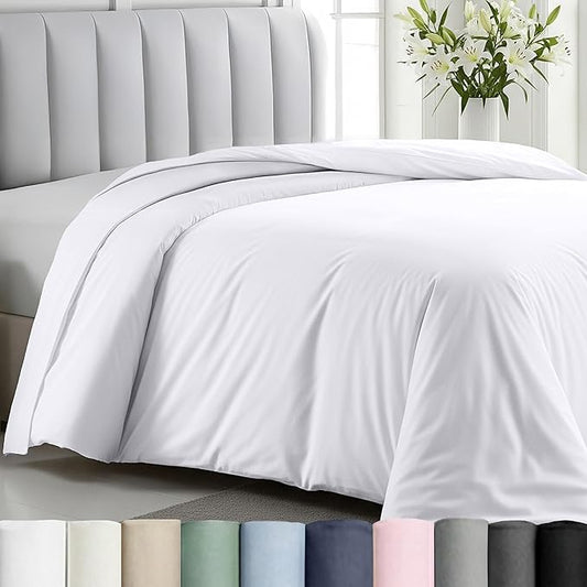 California Design Den Twin XL/Twin Duvet Cover Only - Winner Good Housekeeping Best Bedding Awards 2025, Premium 400 Thread Count Sateen, 100% Cotton Duvet Cover, Button Closure & Corner Ties - White