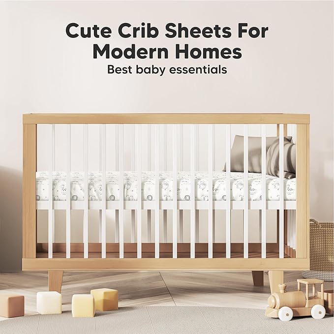 KeaBabies 2-Pack Organic Crib Sheets for Boys, Girls - 52x28 Fitted Crib Mattress Sheet Neutral, Breathable Jersey Cotton Cover for Baby Bed, Toddler Mattress, Soft & Cute Prints (KeaSafari)