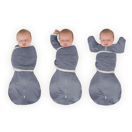 SwaddleDesigns 6-Way Omni Swaddle Sack, Arms Up Swaddle for Newborn, More Options to Calm Startle Reflex, Improves Sleep, 12-18 lbs, Heathered Denim