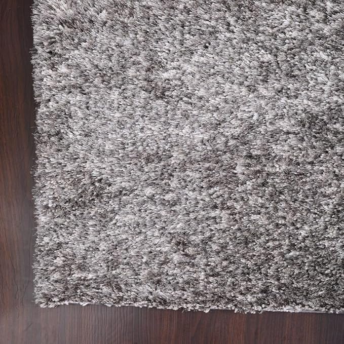 Hand Tufted SHAG Polyester ECO-Friendly Area Rugs - 5'x8', Rectangle, Gray White, Solid Plain Design, High Pile Thick Handmade Anti Skid Rugs for Living Room, Bed Room K00111