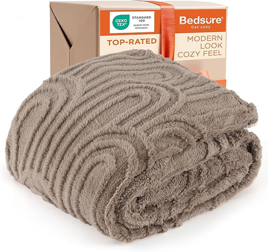 Bedsure GentleSoft Twin Blanket for Bed - Cozy Soft Blankets for Women, Cute Small Fleece Throws for Girls, Graduation Decorations Gift for Her Him School Dorm, Brown, 60x80 Inches