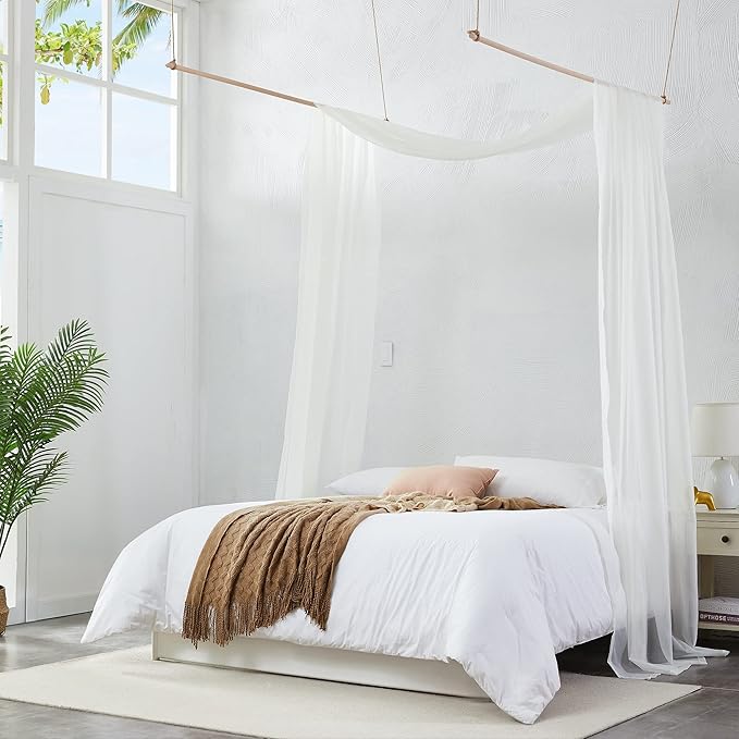 Warm Home Designs Beige Bed Canopy Curtains in 55 x 288 Inch Size. Our King Canopy Bed Curtains Work Great as Kids Canopy, Bed Scarf, Bed Curtain or to Enhance Bed Decor. BC Beige 288"