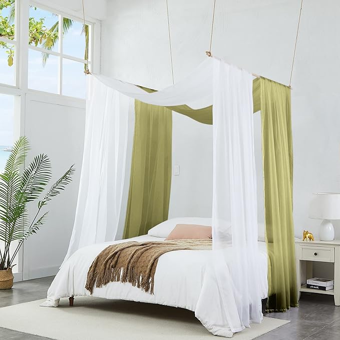 Warm Home Designs Sage Green Bed Canopy Curtains in 55 x 144 Inch Size. Our Twin Canopy Bed Curtains Work Great as Kids Canopy, Bed Scarf, Bed Curtain or to Enhance Bed Decor. BC Sage 144"