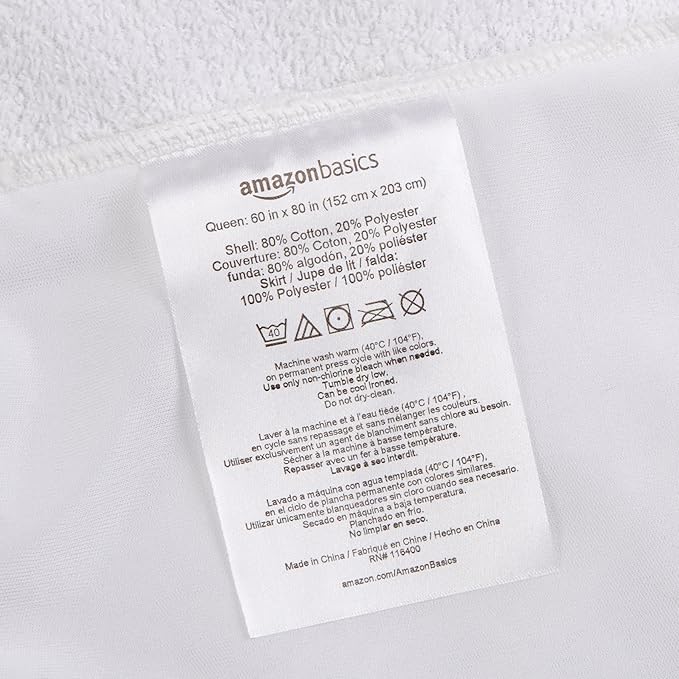 Amazon Basics Waterproof 18 inch Mattress Protector Queen Size,Breathable,Machine Washable,White,(Pack of 6)