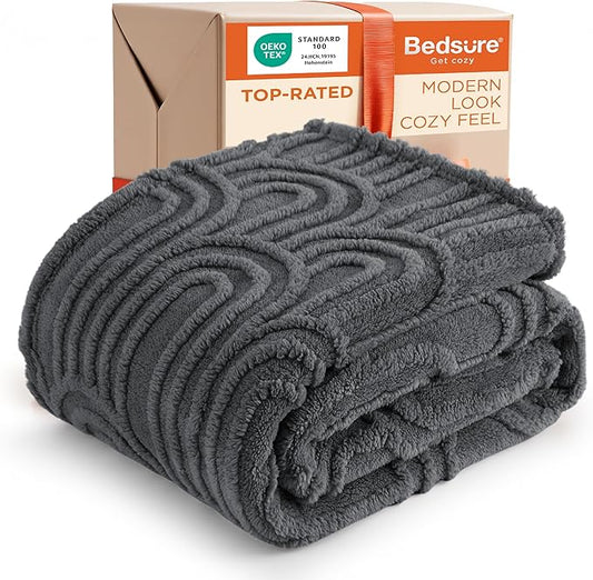 Bedsure GentleSoft Grey Throw Blanket for Women - Super Soft & Cozy, Fleece Blankets for Girls, Ideal for Couch & Bed, 50x70 Inches