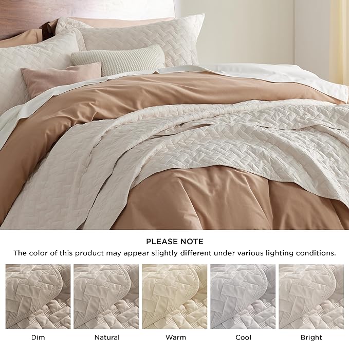 Bedsure Quilts Twin Size - Lightweight Bedspreads Twin Size with Basket Weave Pattern, Soft Quilt Bedding, Beige Comforter Coverlet for All Seasons (68" x 86")
