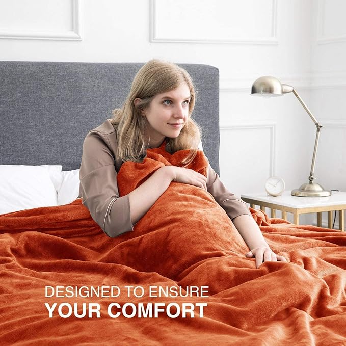 MOONLIGHT20015 Fleece Blanket 16 Pack - Soft Fluffy Rust Throw Blanket for Couch & Sofa - Lightweight Luxury 400 GSM Microfiber Fuzzy Bed Blankets and Throws (50 x 60 Inches, Throw/Travel)