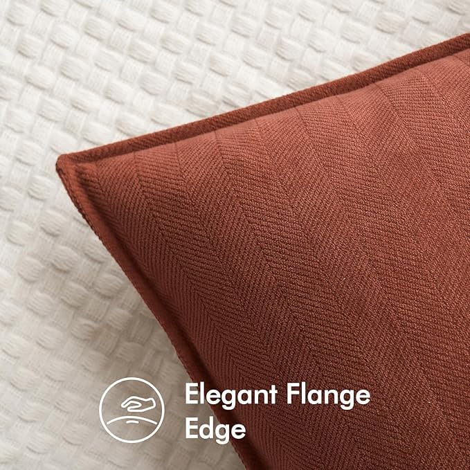 MIULEE Pack of 2 Rust Decorative Pillow Covers 20x20 Inch Soft Chenille Luxurious Couch Throw Pillows Farmhouse Cushion Covers with Elegant Design for Sofa Bedroom Living Room Home Decor