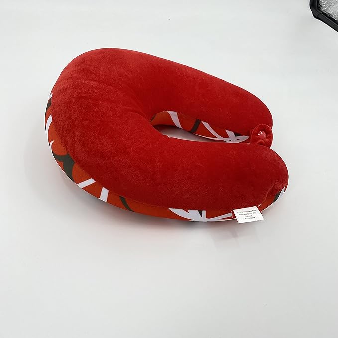 Bookishbunny U Shaped Micro Beads Microbead Neck Head Support Travel Pillow, 12"x12"x4" (WaveRed)