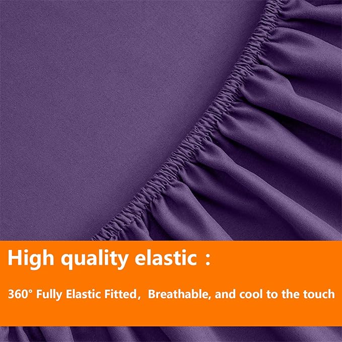 TAIMIT Purple King Comforter Set - 7 Pieces, Bed in a Bag Bedding Sets with All Season Soft Quilted Warm Fluffy Comforter,Flat Sheet,Fitted Sheet,2 Pillow Shams,2 Pillowcases