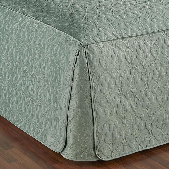 Cambridge Classic Luxury Bedding | Cool Aqua Mist Solid Color Polyester Satin | Elaborate Damask Quilting | 6 Pc Set Includes Oversized California King Bedspread, 2 King Shams, & 3 Decorative Pillows