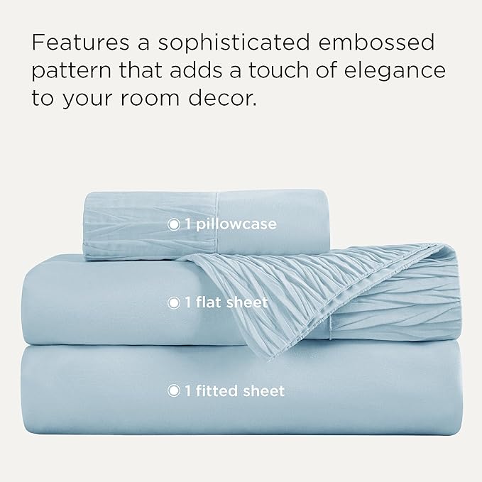 Bedsure Twin XL Sheet Sets Dorm Bedding - 3 Pieces Soft Extra Long Twin Sheets, Hotel Luxury, Easy Care Microfiber for Women, Men, Light Blue