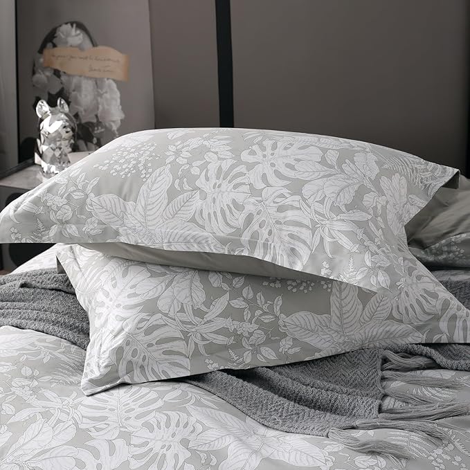 OAITE Duvet Cover Set Twin Size Floral Pattern 600 Thread Count Ultra Soft 100% Long Staple Cotton Duvet Cover Sets 3-PC, Breathable Duvet Cover with Zipper Closure & Corner Ties